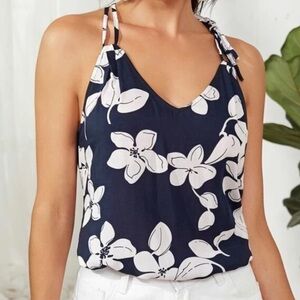 floral print racer back tank top